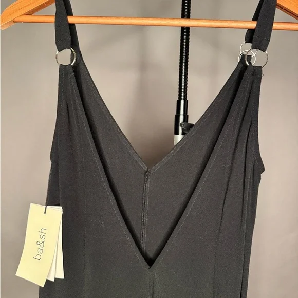 ba&sh • NWT Fasme Jumpsuit • Black Flowy Wide Leg Deep Open Back • XS - Picture 11 of 13